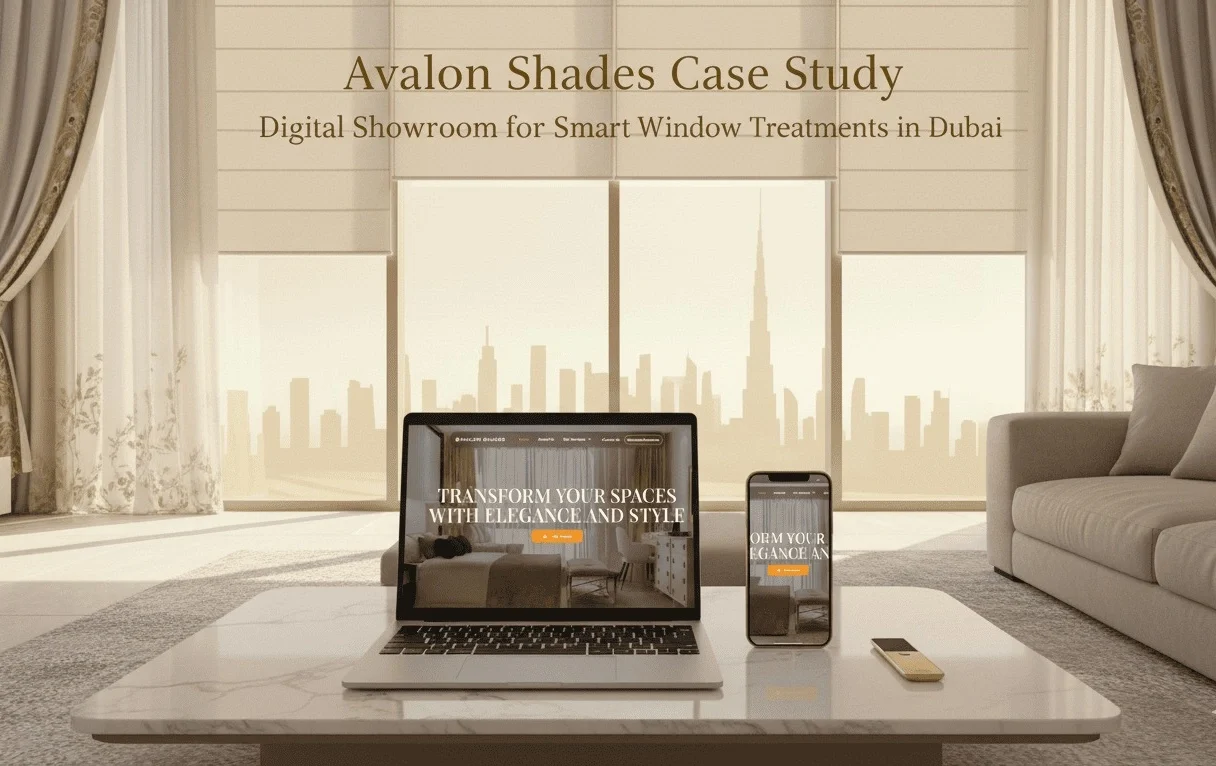 Avalon Shades window treatments and smart blinds website case study by Newton Byte
