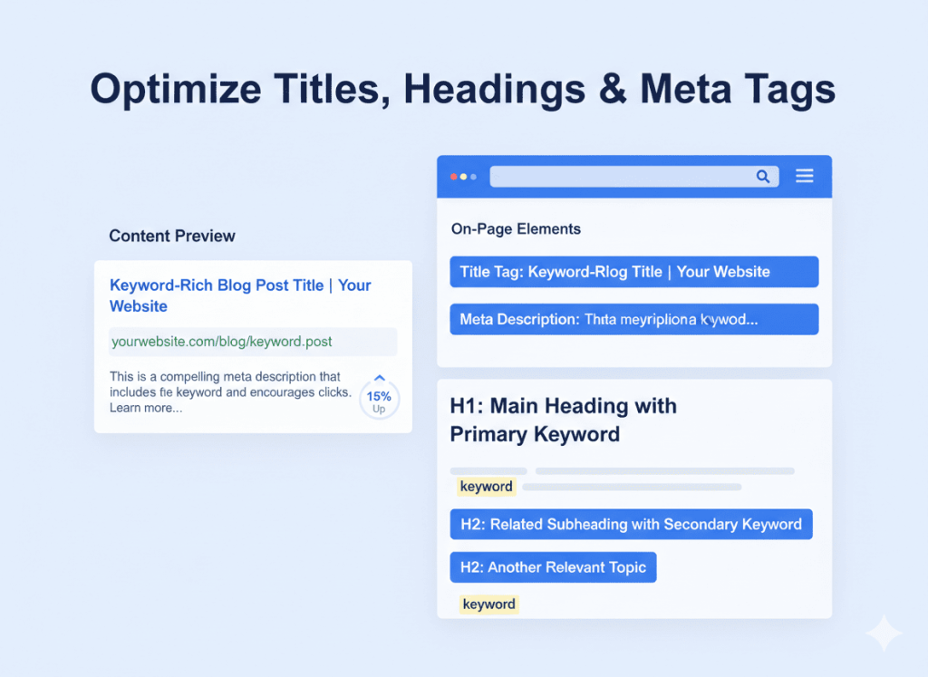 Optimizing title tags and meta descriptions for better search rankings