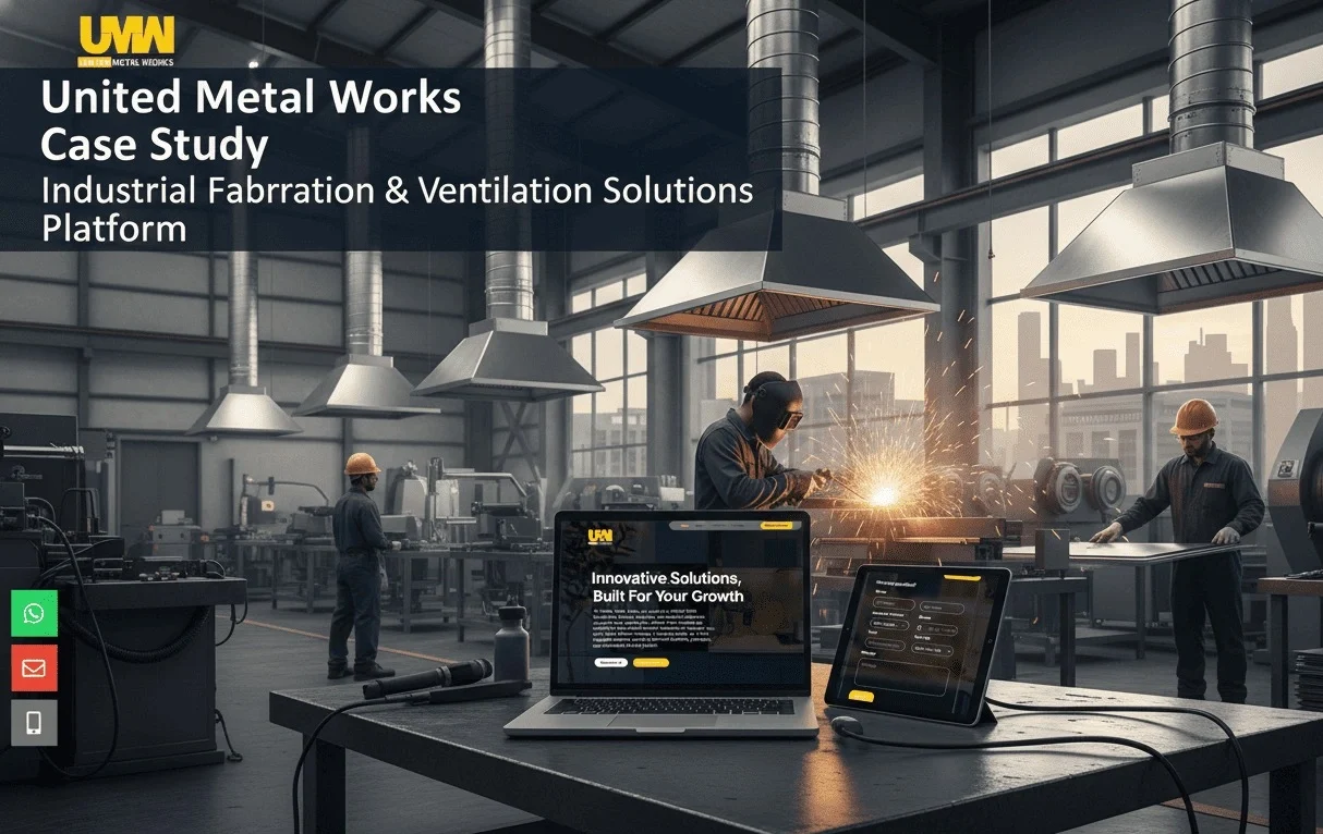 United Metal Works metal fabrication and kitchen ventilation website case study by Newton Byte