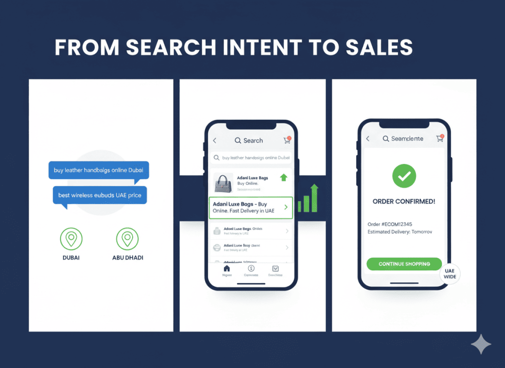 Buyer journey from Google search to completed online purchase in UAE e-commerce store
