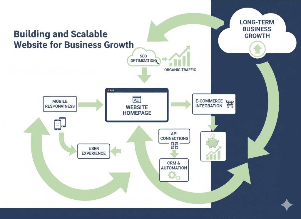 Scalable website development structure supporting business growth