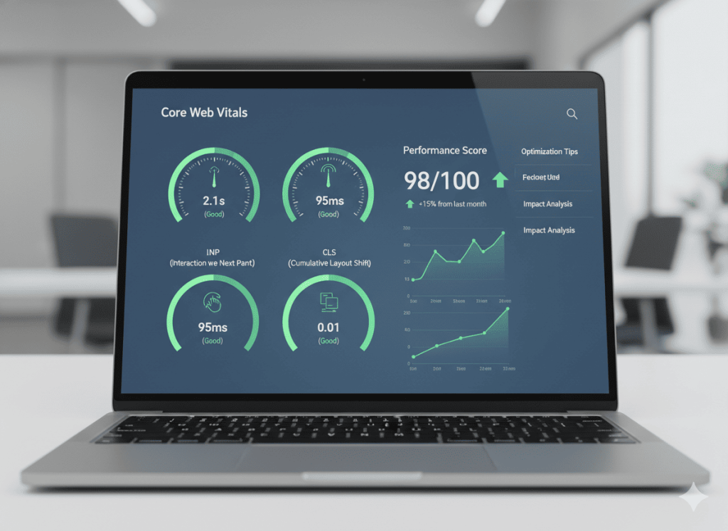 Core Web Vitals metrics like speed responsiveness and stability improving website performance